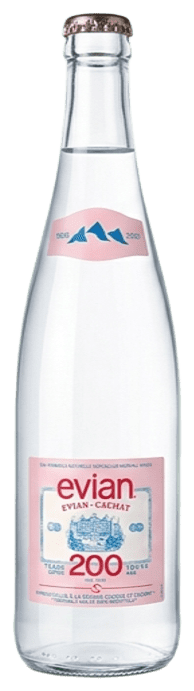 Bouteille en verre d'eau plate Evian
