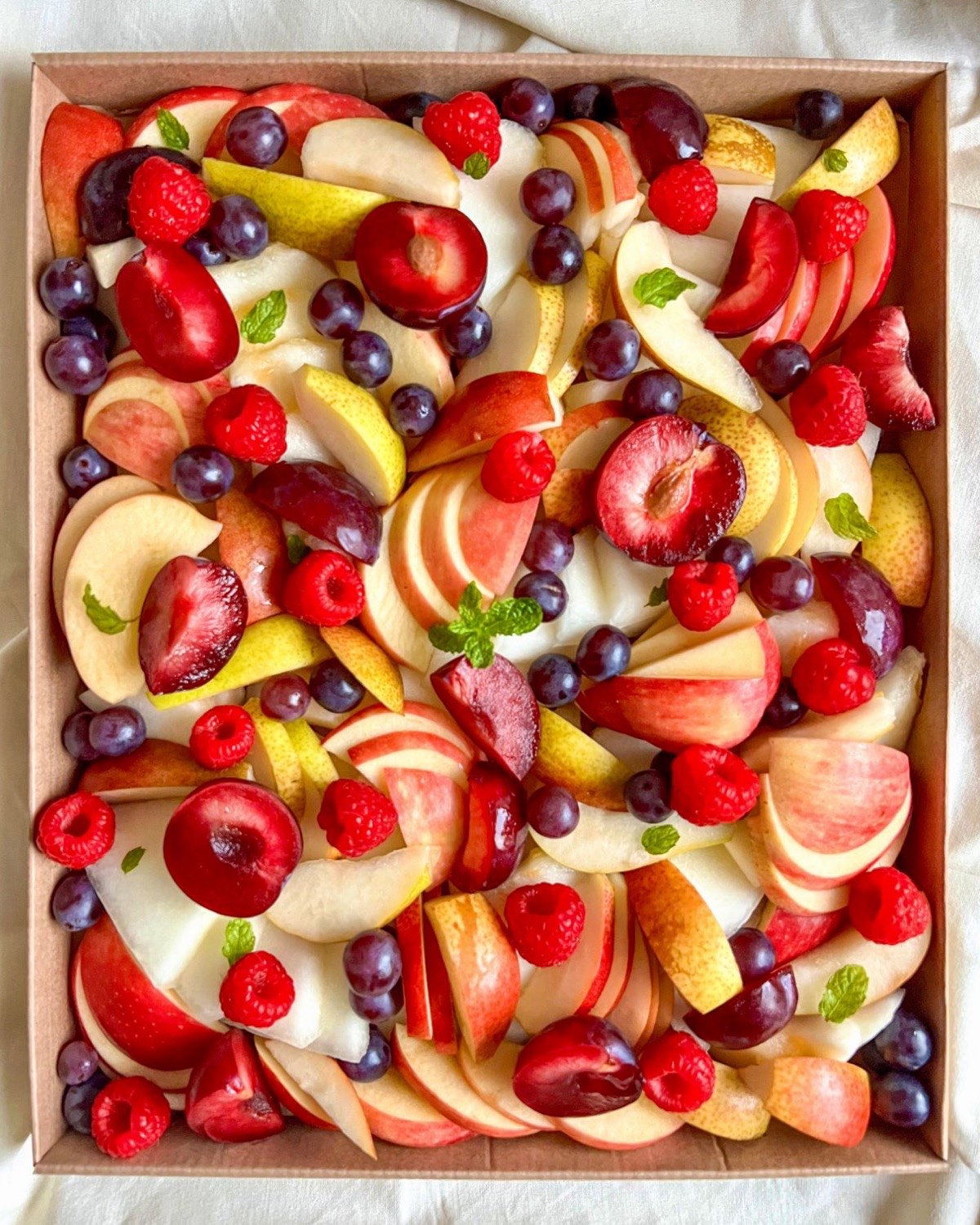 Plateau Plateau fruits fait maison, vu de dessus